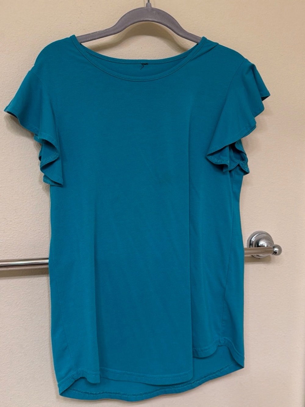 SHEIN Teal Ruffle Sleeve Short-Sleeve Top